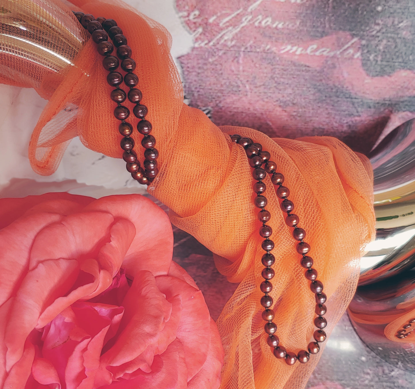 Chocolate feshwater pearl necklace 5mm