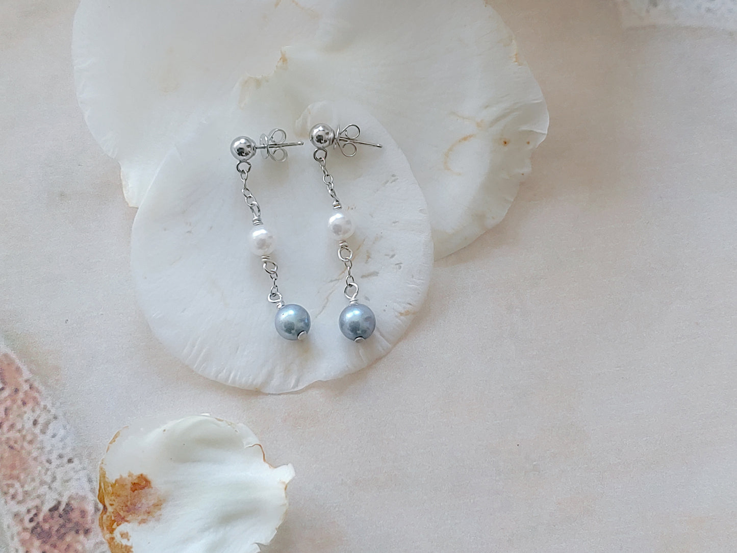 6mm silver blue Japanese Akoya pearl necklace