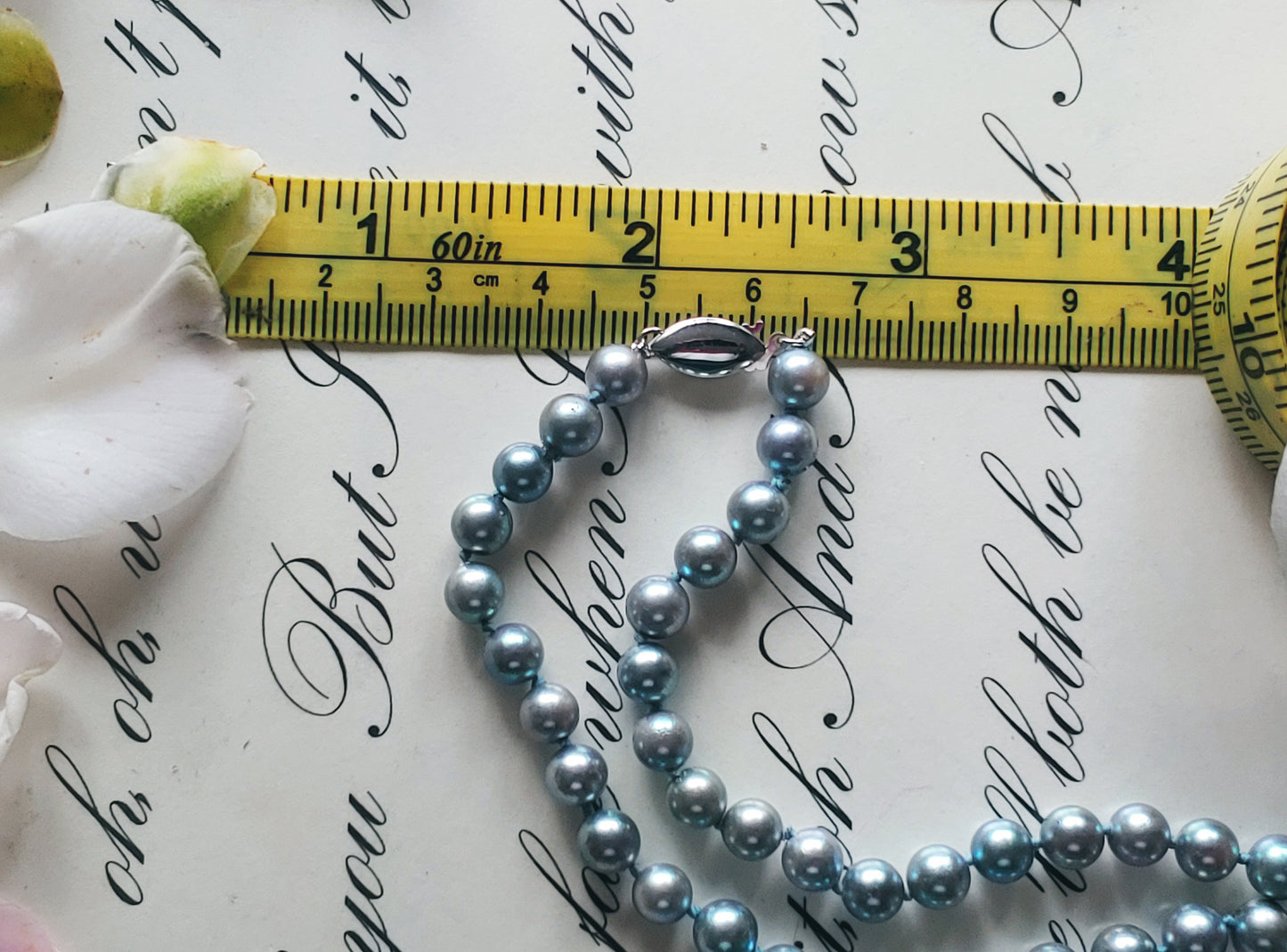 6mm silver blue Japanese Akoya pearl necklace