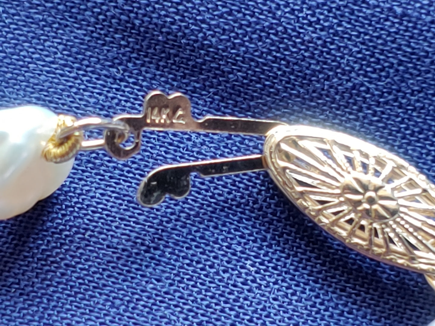 Biwa pearl necklace with 14k gold clasp