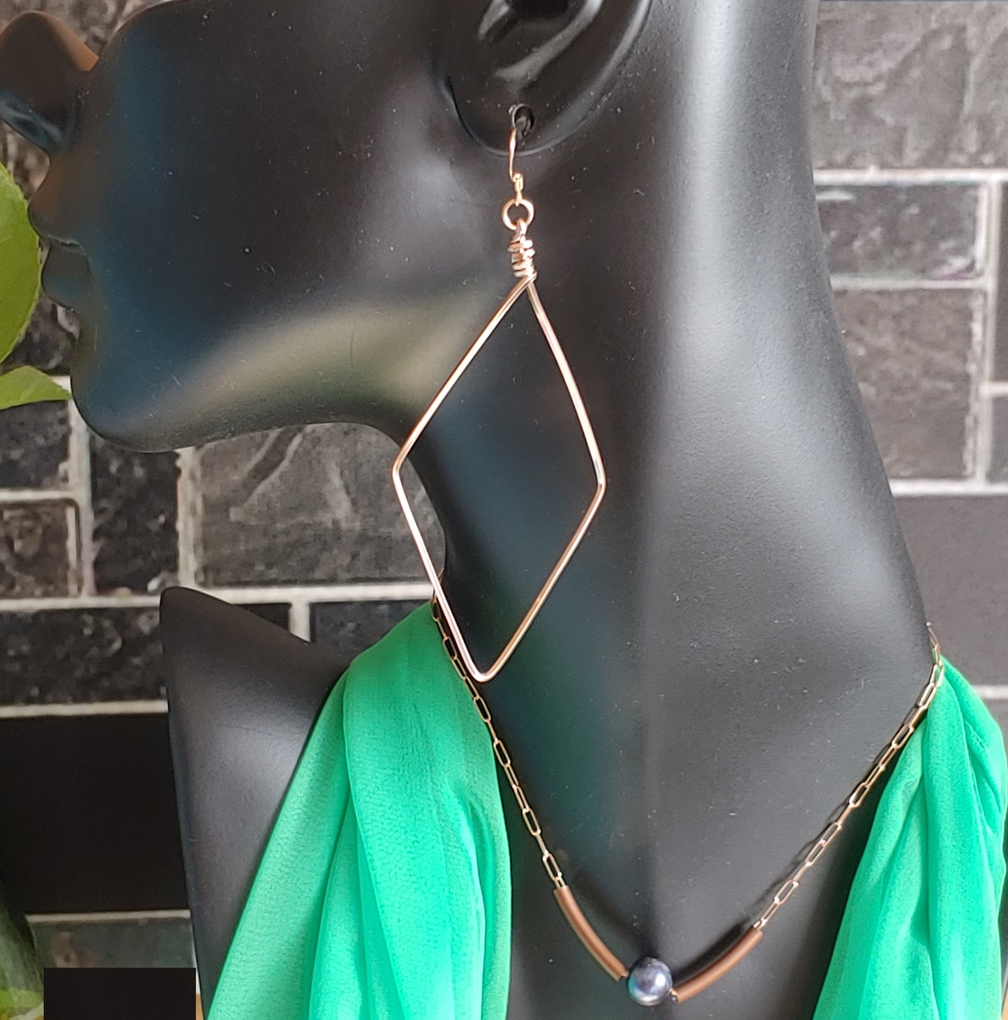 Diamond shaped no slip hoop earrings