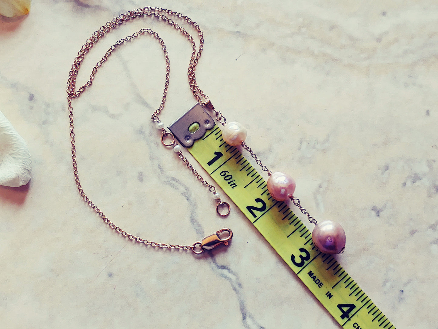 Edison pearl Y necklace on gold filled chain