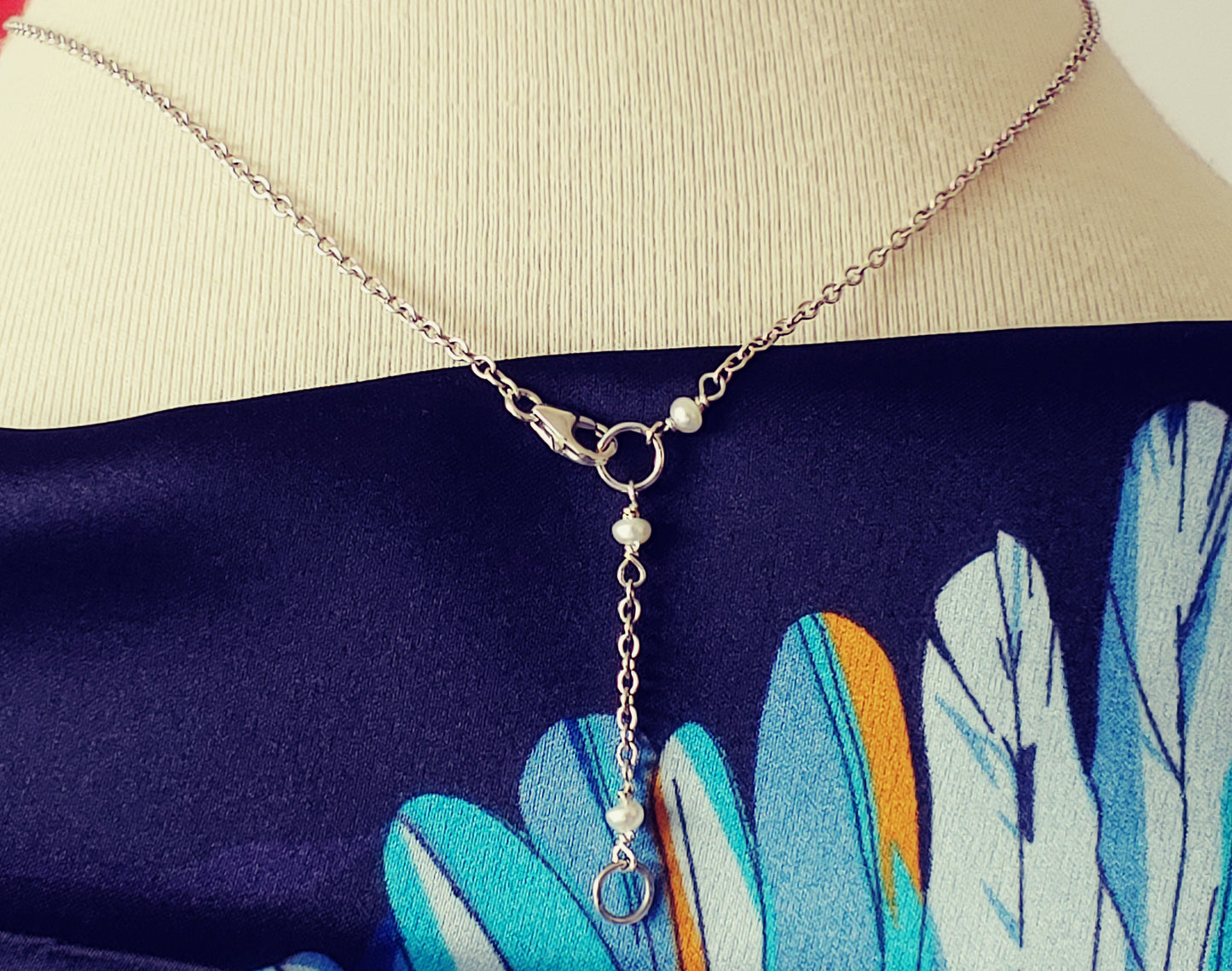 Edison pearl Y necklace on sterling silver chain