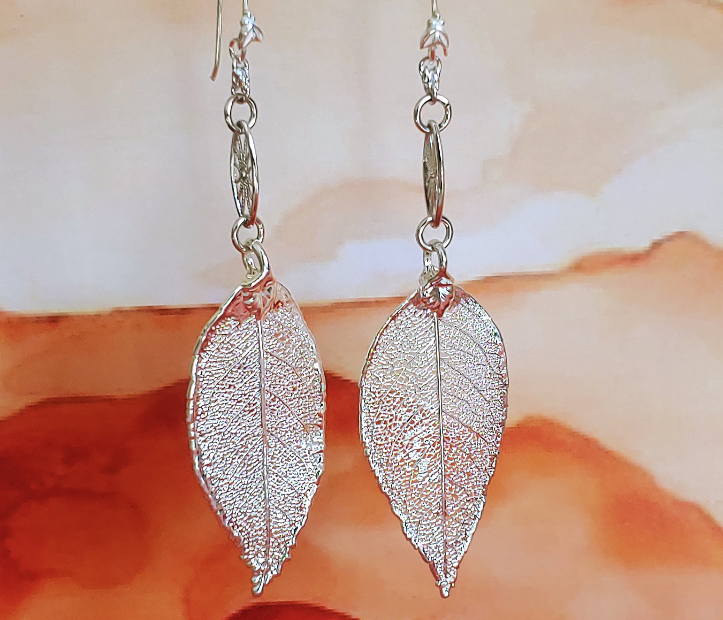 Electroform Evergreen leaf drop earrings