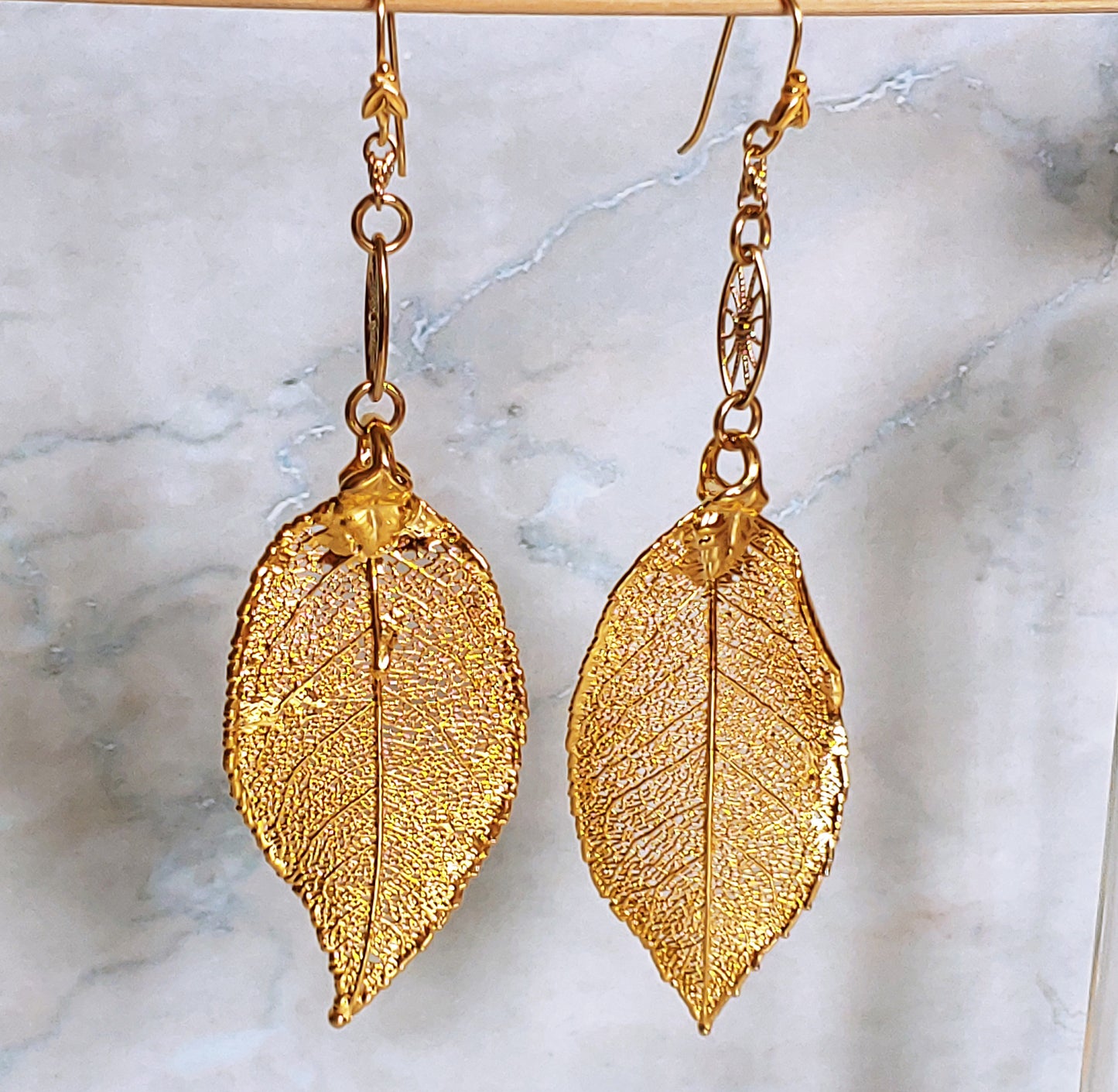 Electroform Evergreen leaf drop earrings