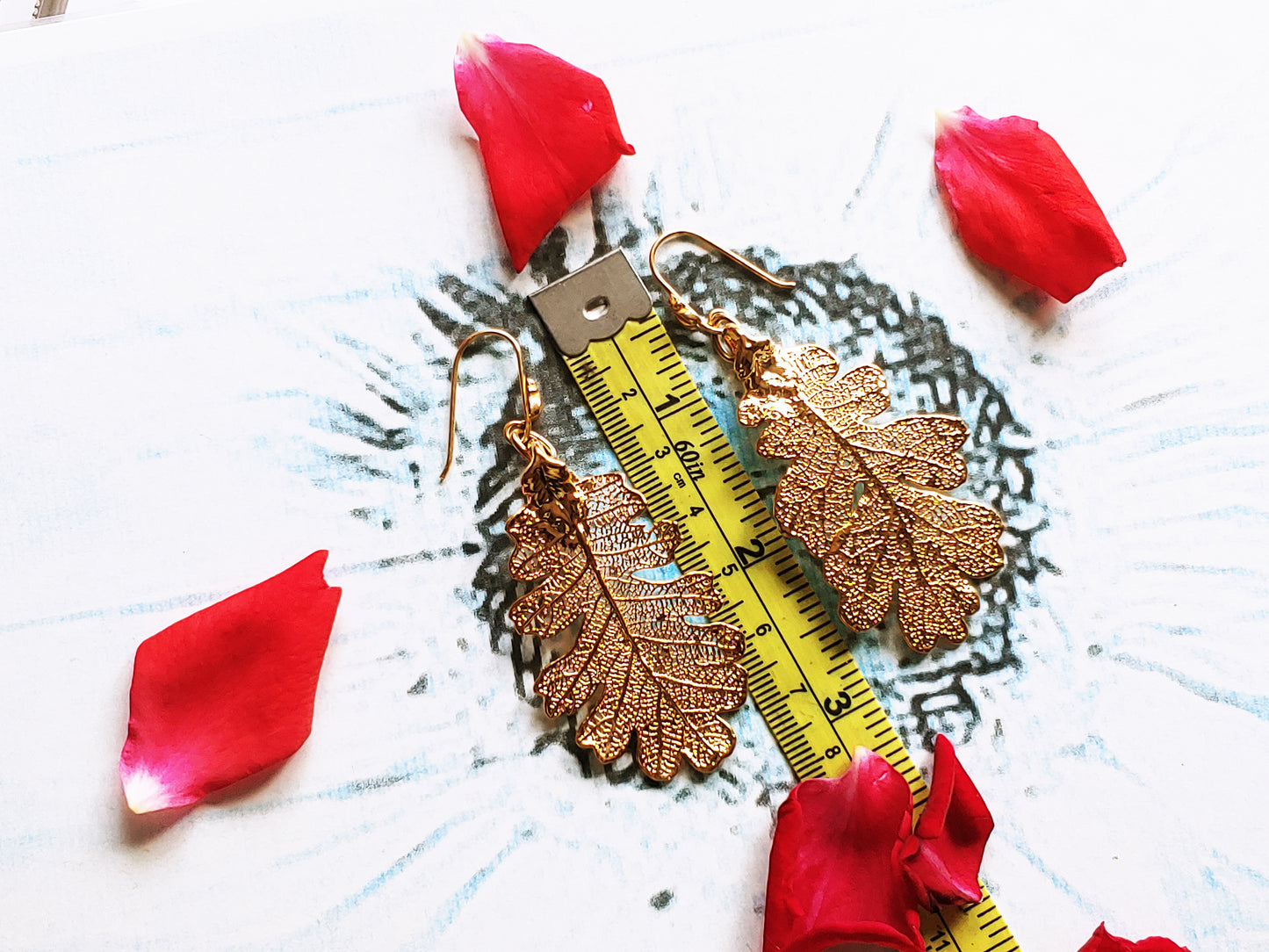 Electro form  Lacey Oak earrings 24k gold