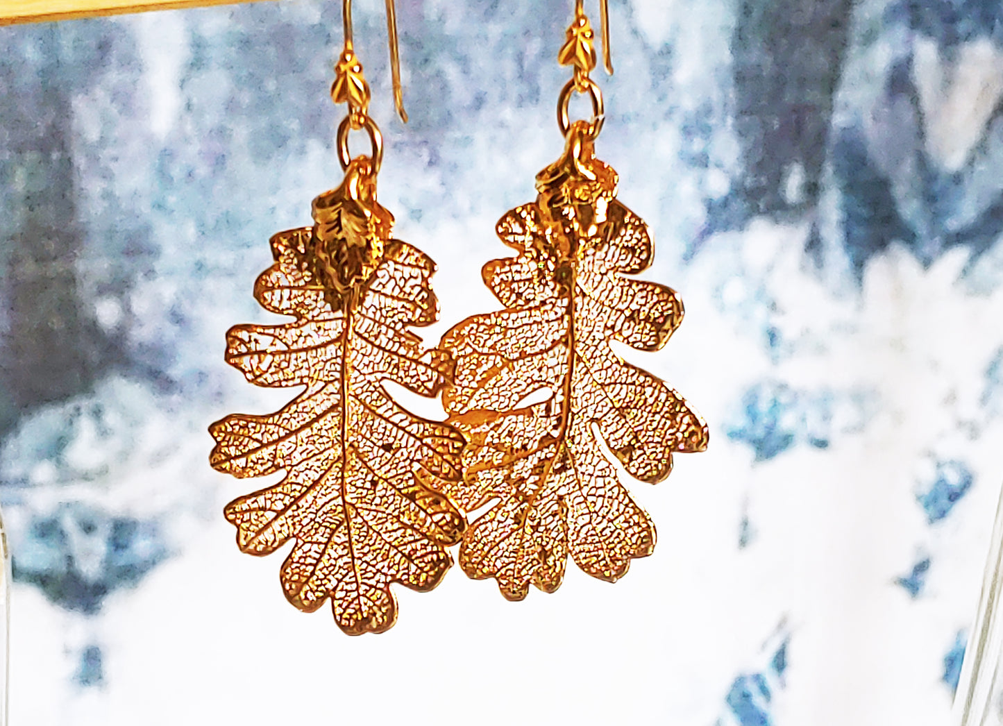 Electro form  Lacey Oak earrings 24k gold