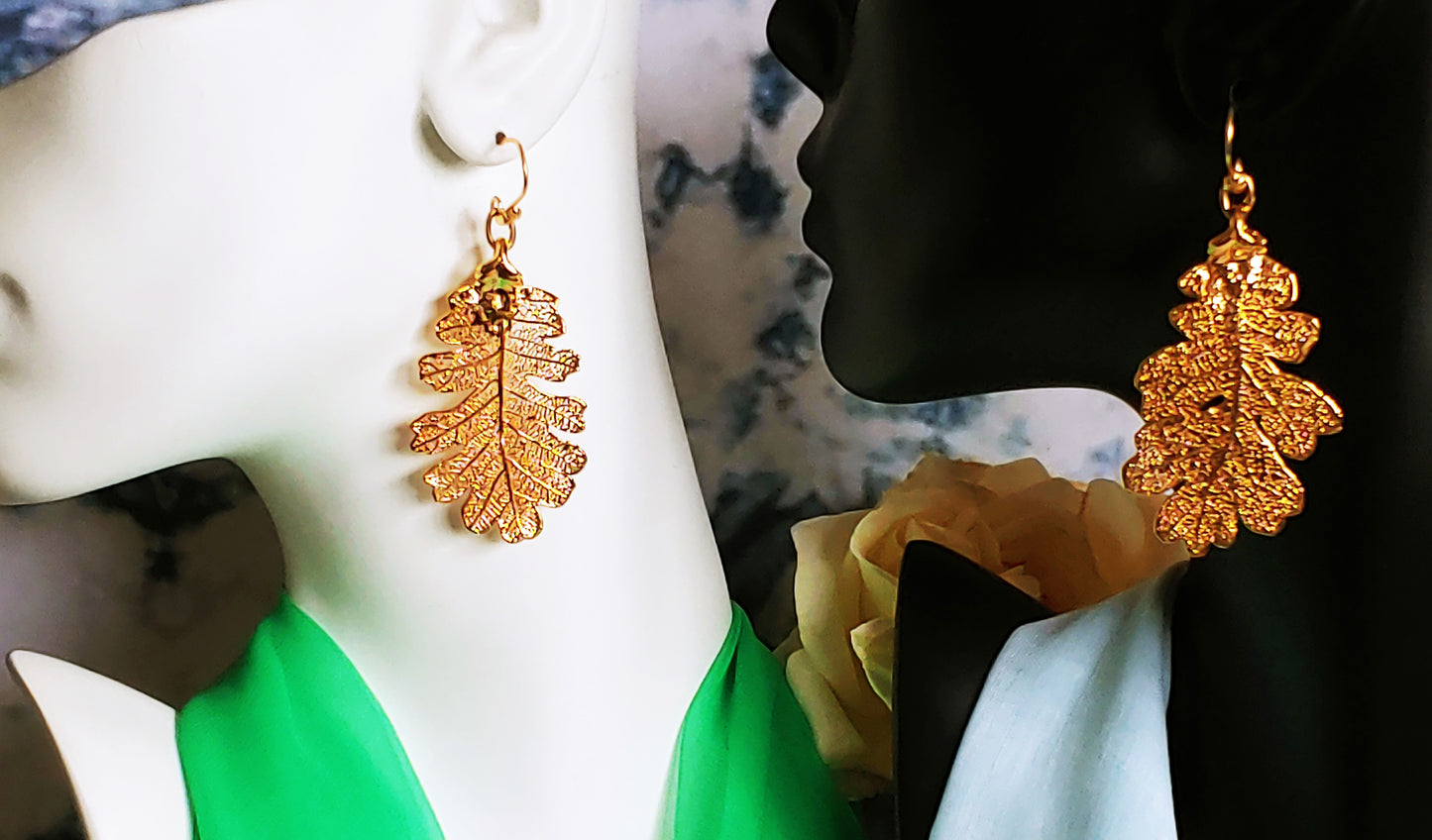 Electro form  Lacey Oak earrings 24k gold