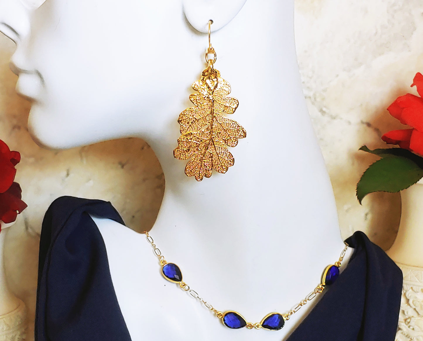 Electro form  Lacey Oak earrings 24k gold