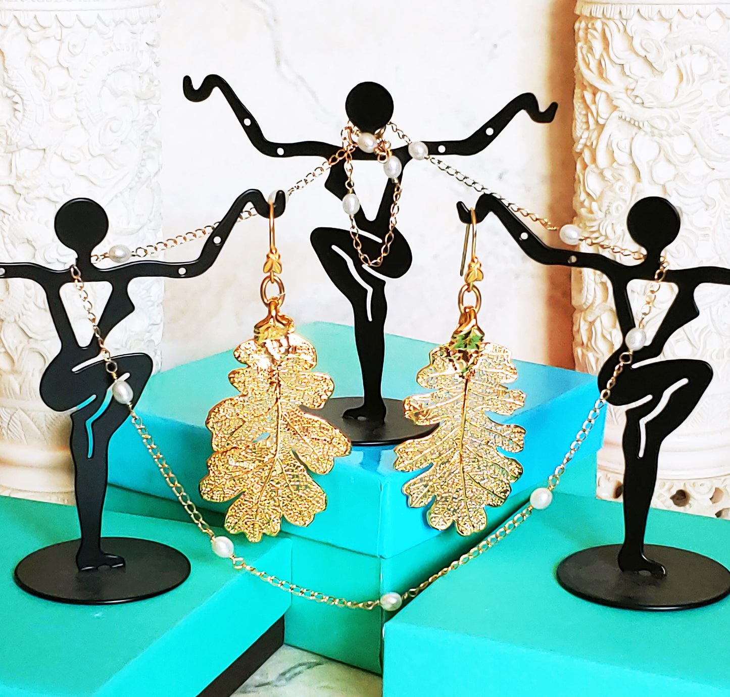 Electro form  Lacey Oak earrings 24k gold