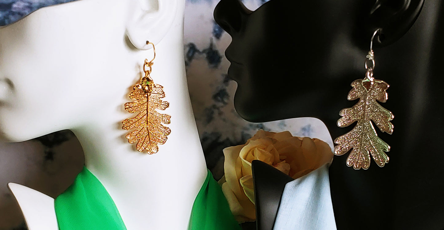 Electro form  Lacey Oak earrings 24k gold