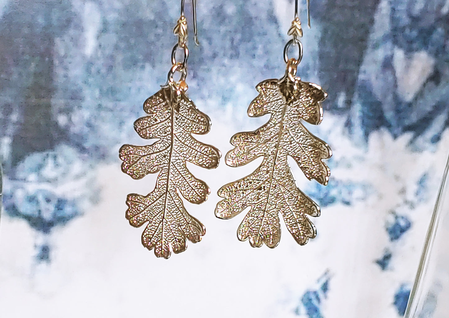 Electroform Lacey Oak earrings in rhodium