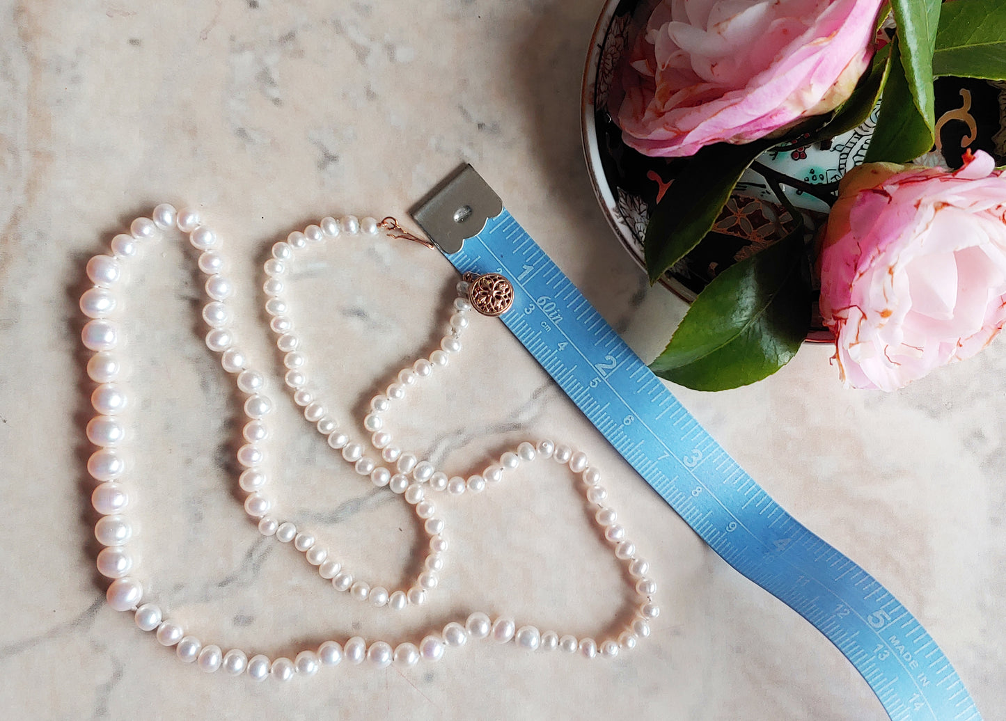 4-6mm Graduated Potato pearl necklace