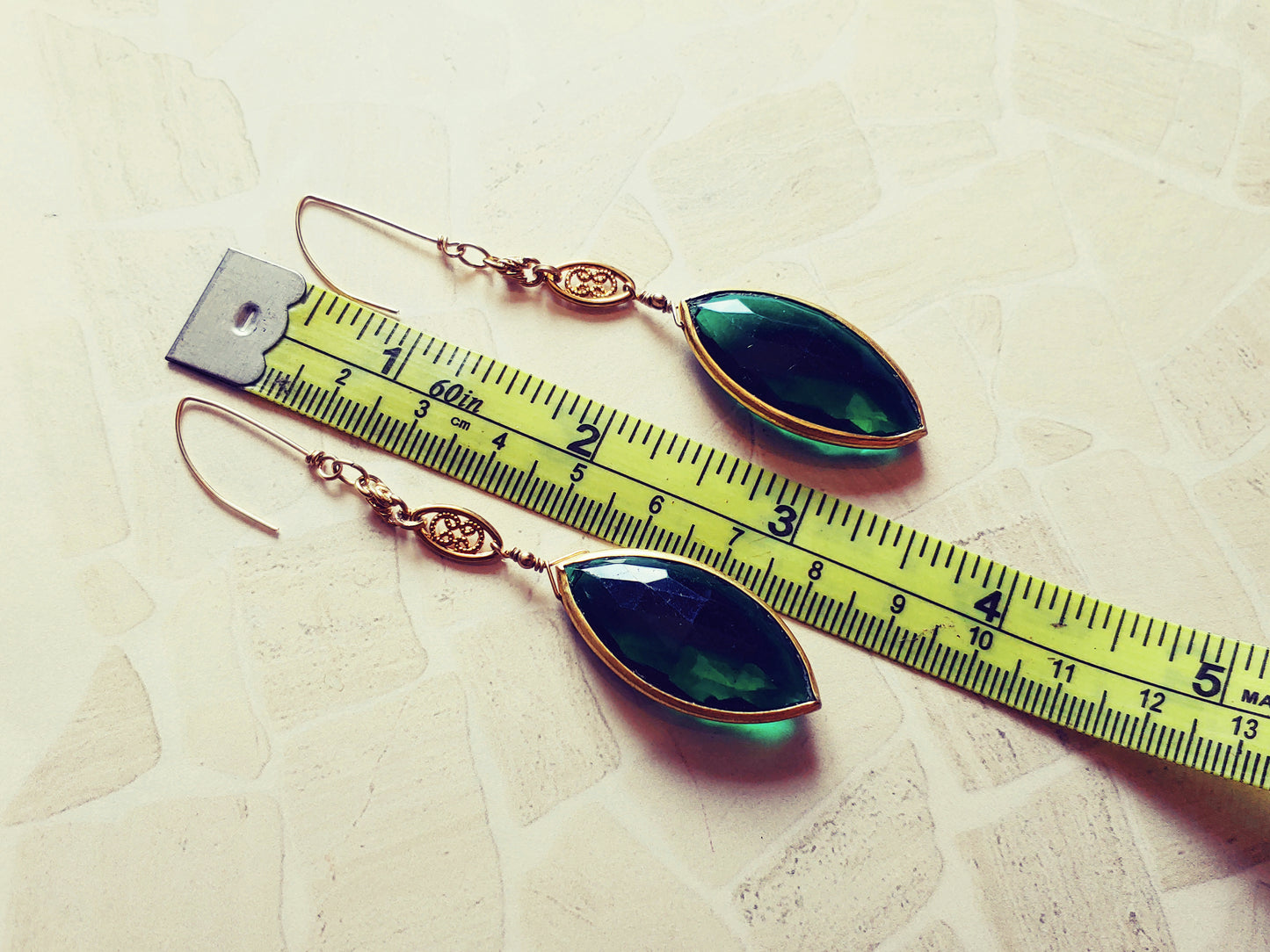 Green Topaz Marquise drop earrings