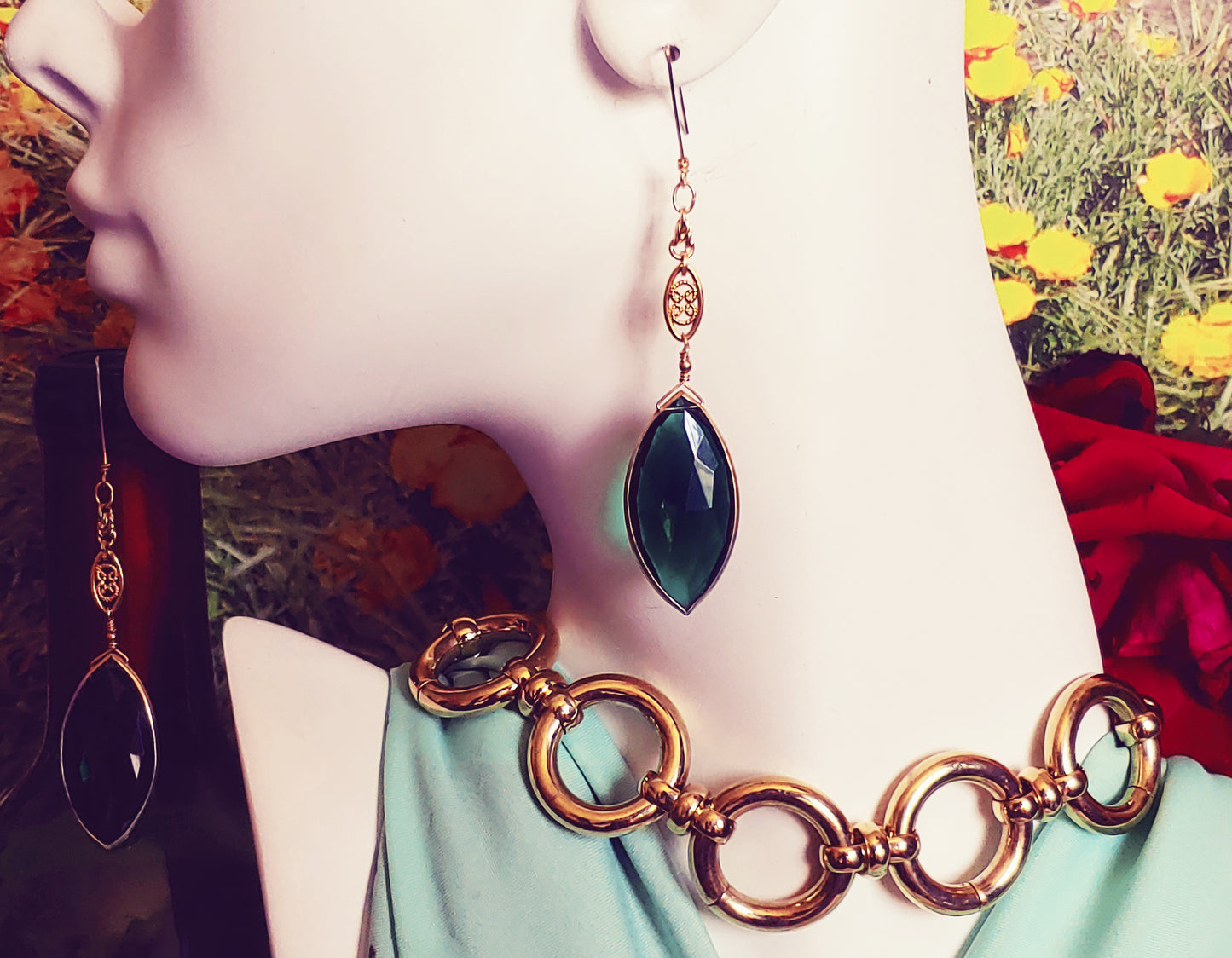 Green Topaz Marquise drop earrings