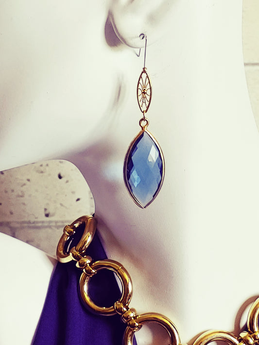 London Blue Topaz Marquise drop earrings