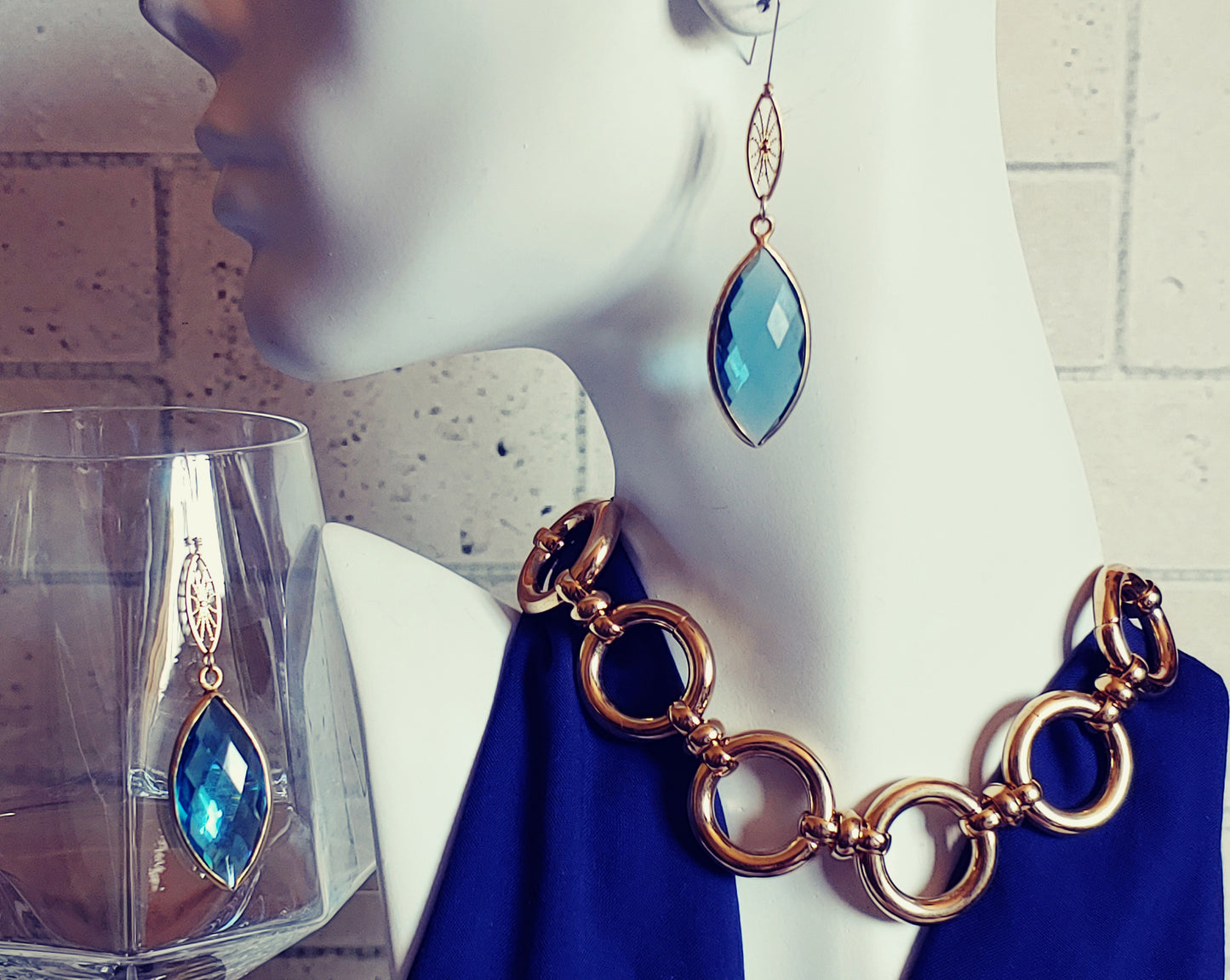 London Blue Topaz Marquise drop earrings