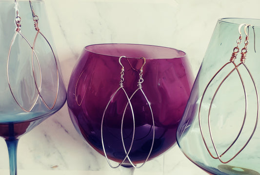 Marquise shaped, hoop earrings zero slip