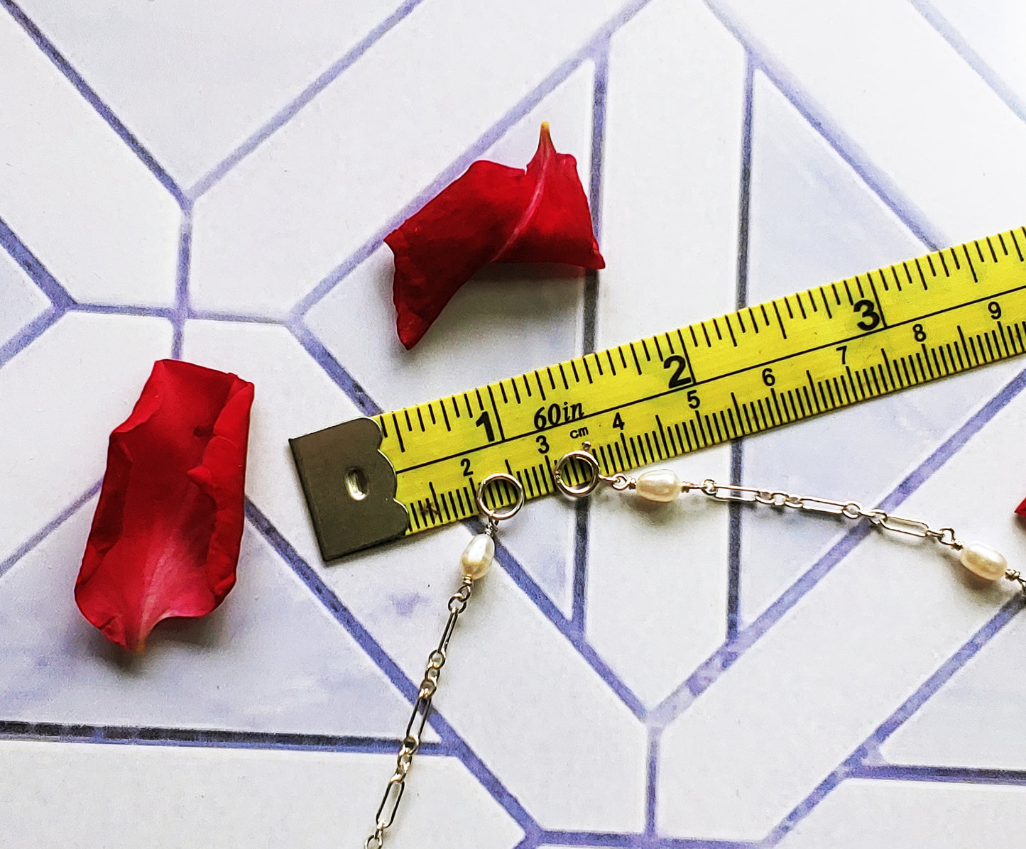 White freshwater pearl tincup necklace on sterling silver chain