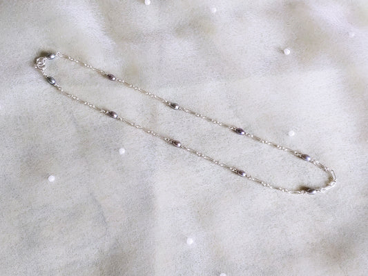 Gray freshwater pearl tincup or station necklace on sterling silver chain