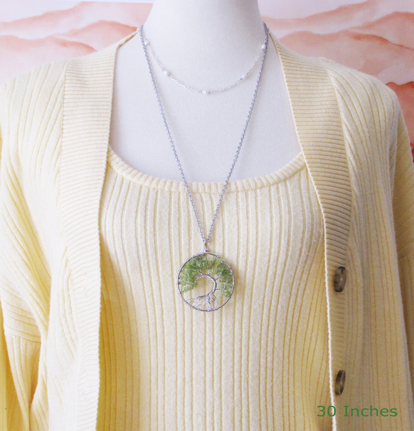 Tree of life pendant necklace with Peridot