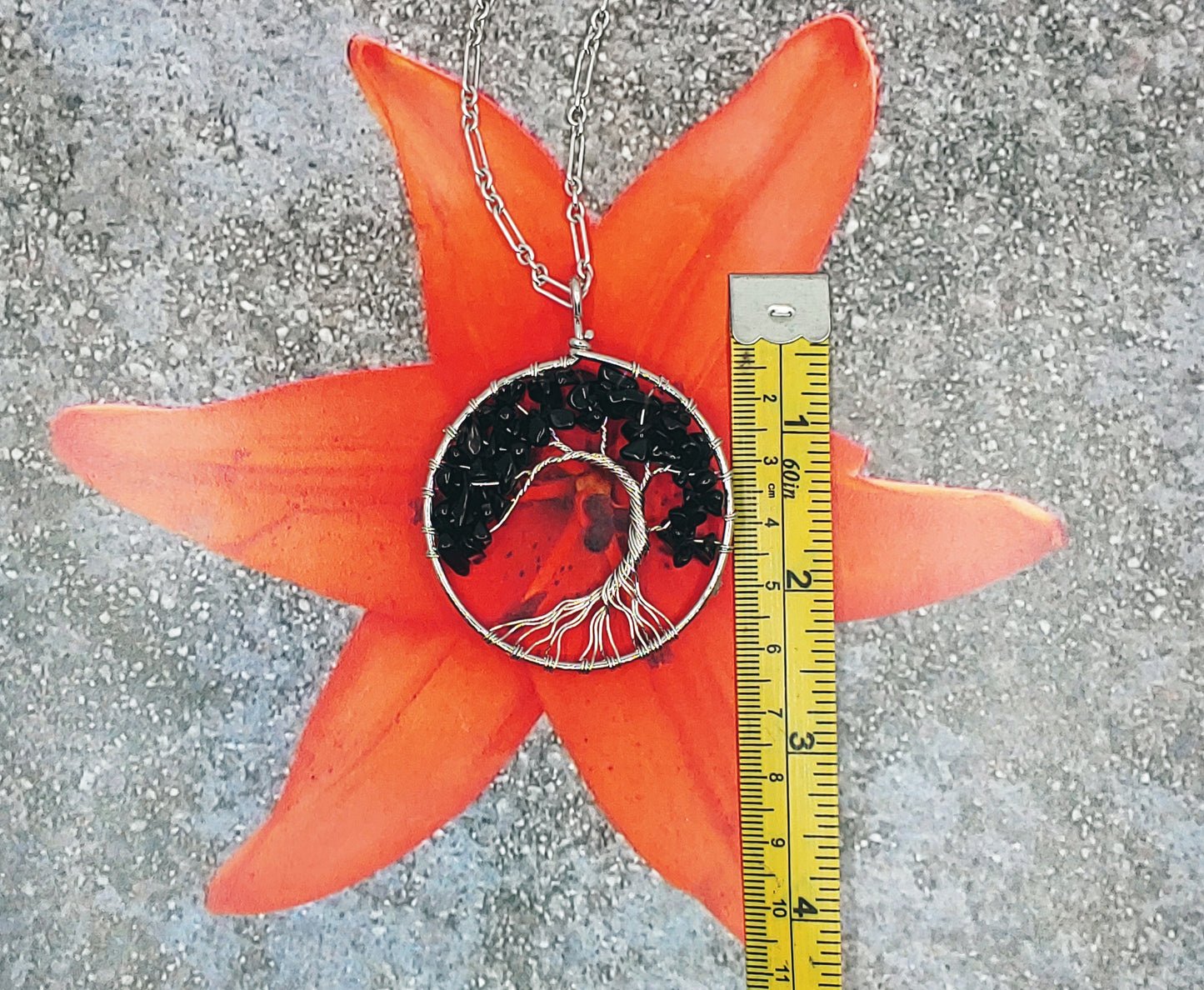 Tree of life pendant necklace with Smokey quarts stones