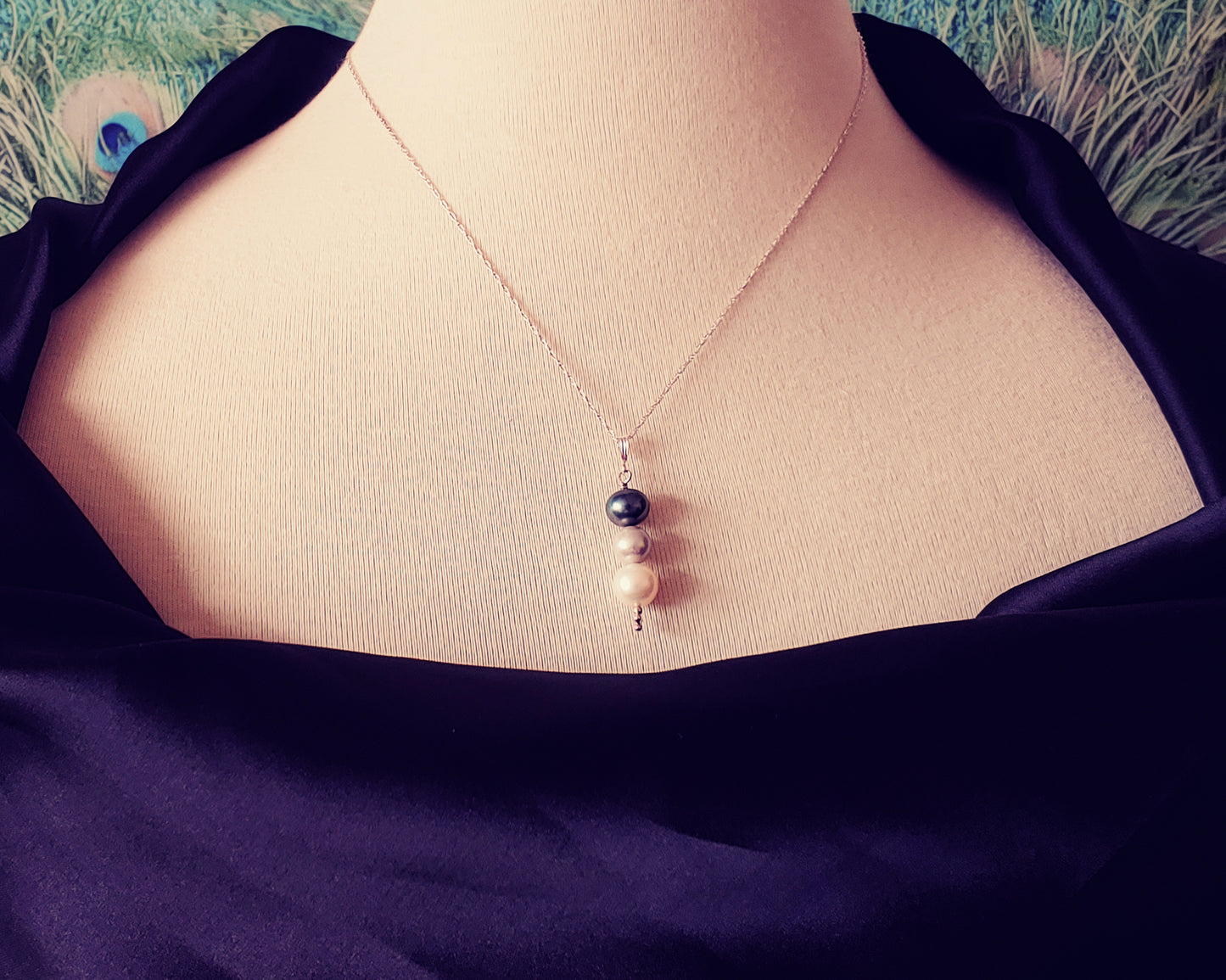 Tri colored FWP pendant necklace