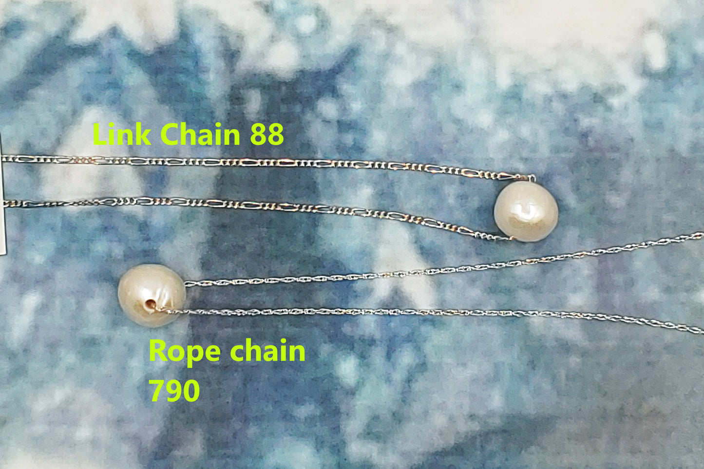 White fresh water pearl floating pendant necklace on sterling silver chain