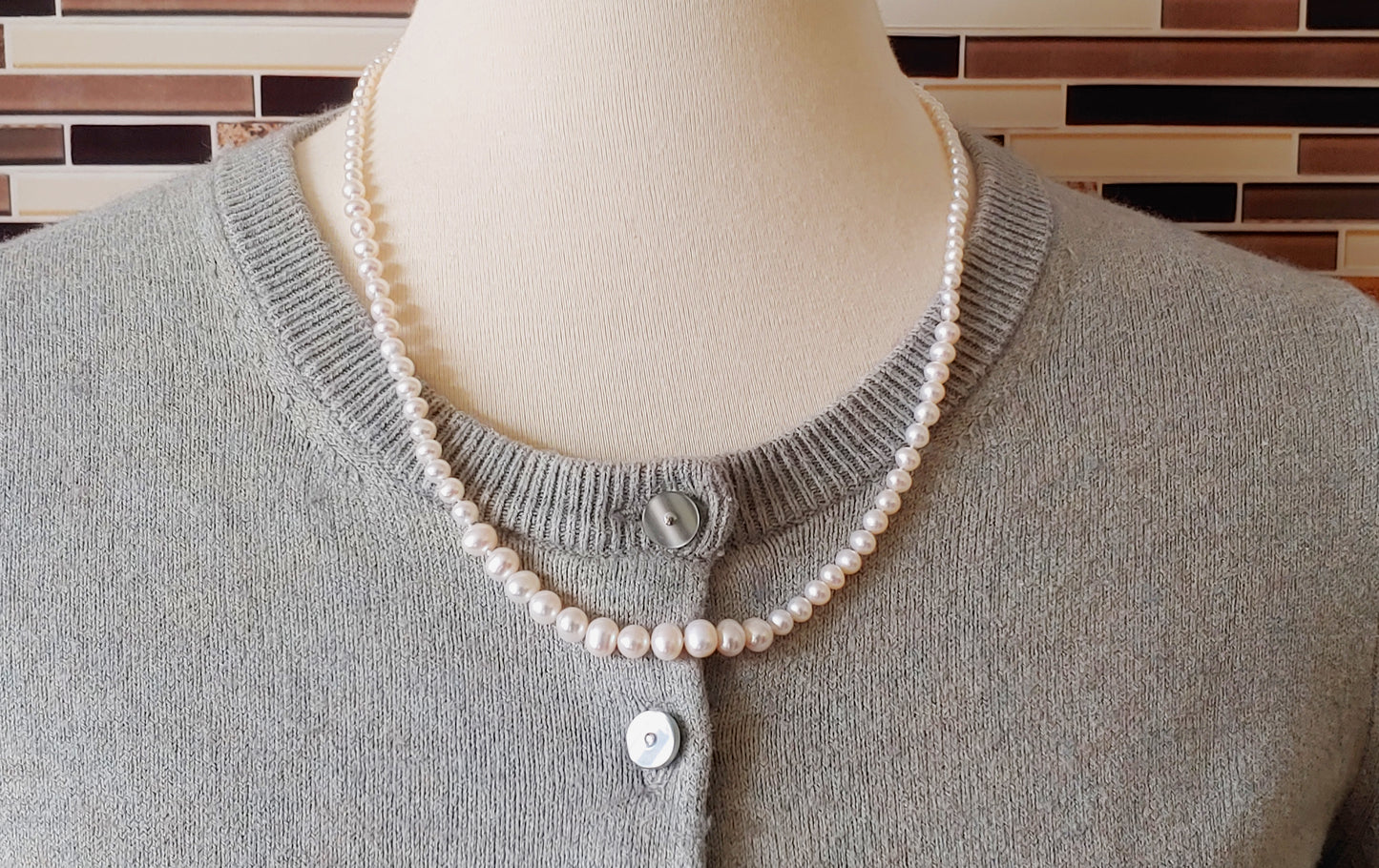 4-6mm Graduated Potato pearl necklace