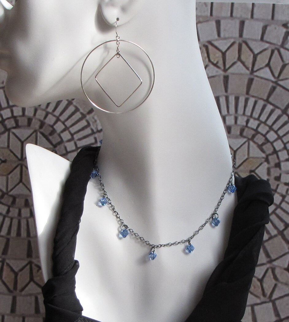 Oxidized chain tin cup necklace