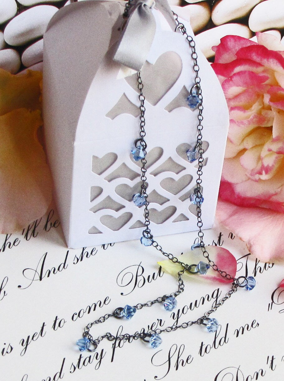 Oxidized chain tin cup necklace