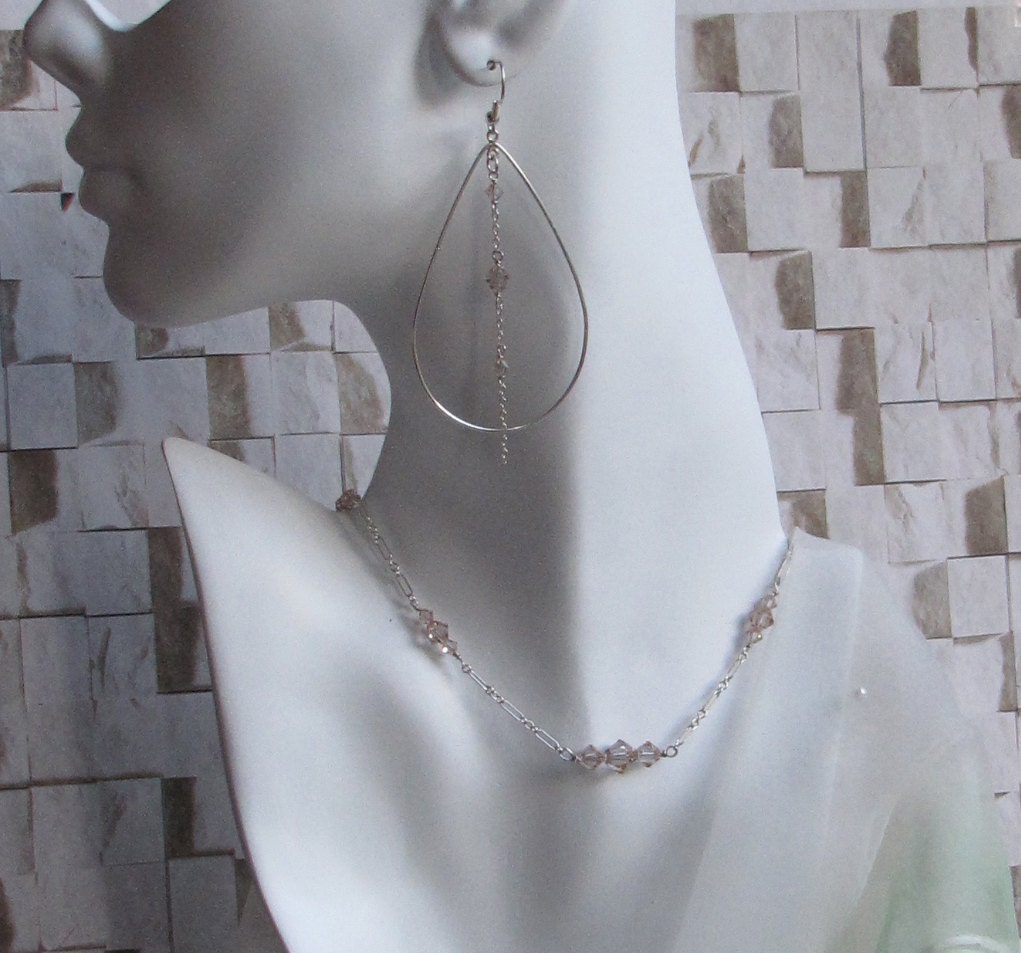 Cantaloupe Swarovski crystal tin cup necklace