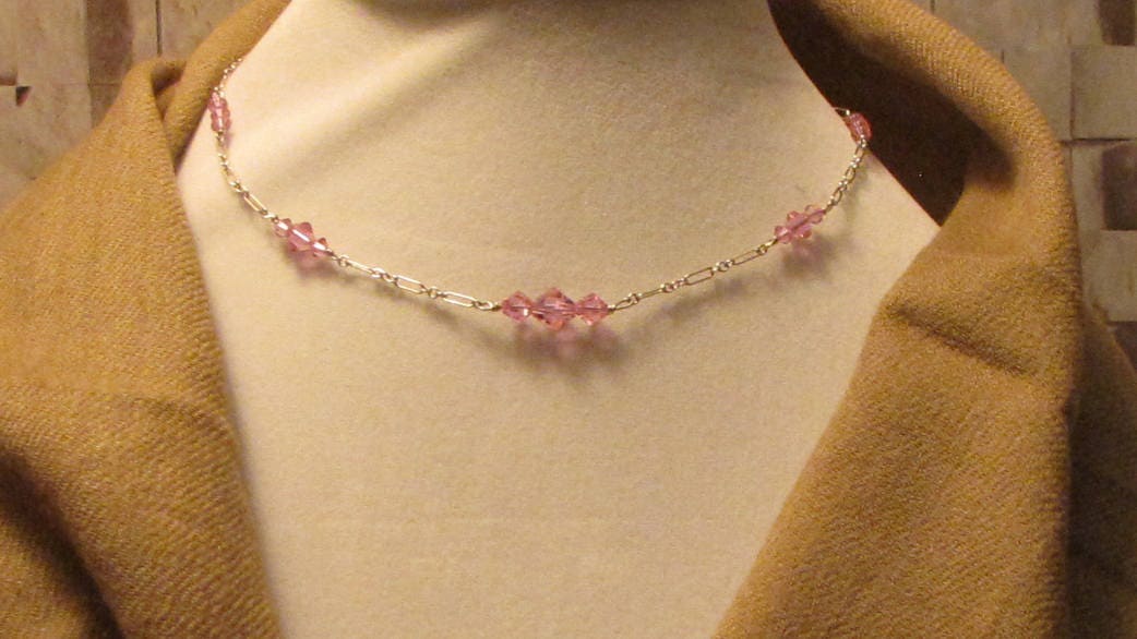 Cantaloupe Swarovski crystal tin cup necklace