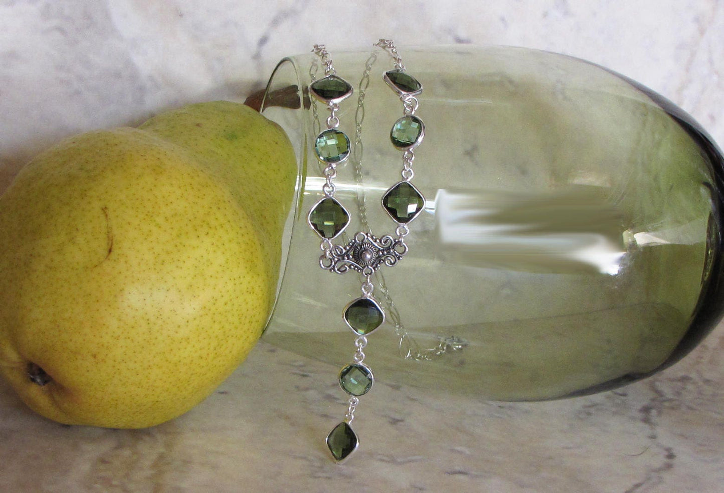 Tin cup Y necklace