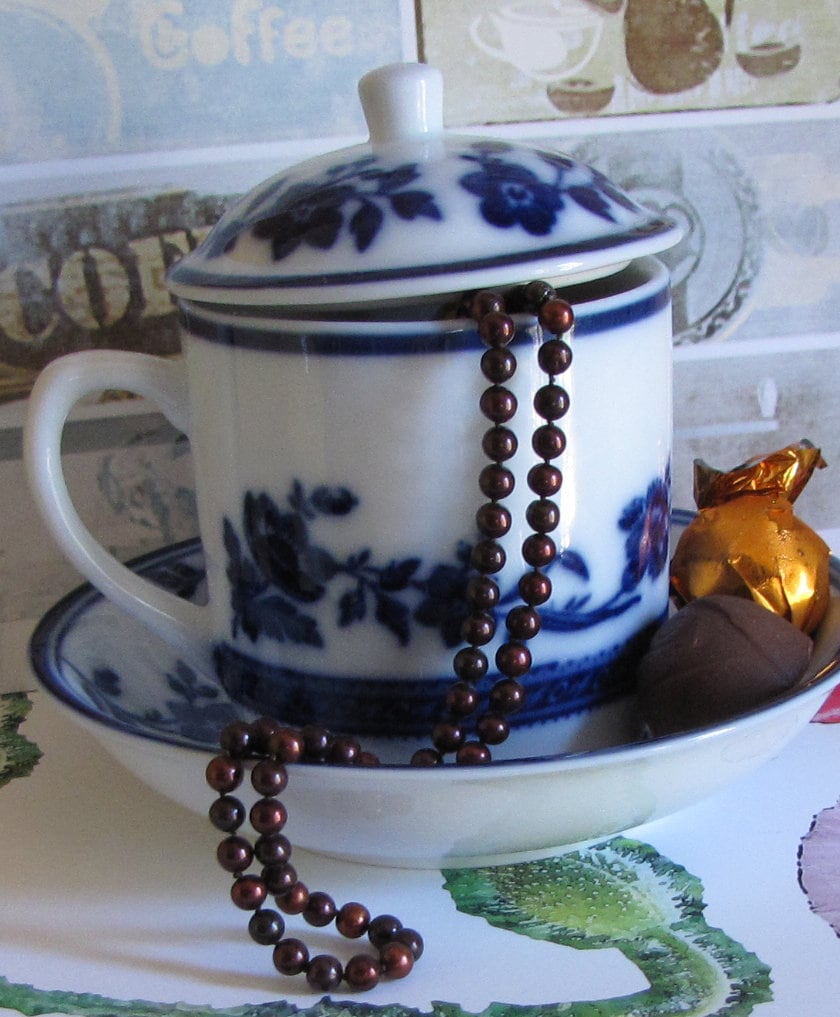 Chocolate feshwater pearl necklace 5mm