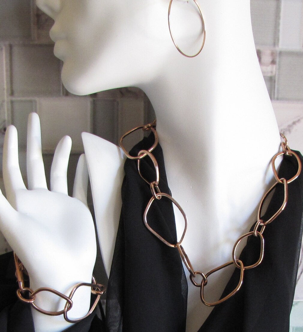 Rose gold plated statement necklace and bracelet  set