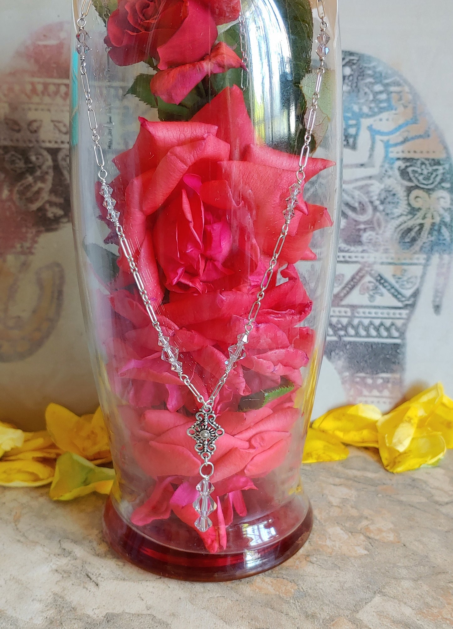 Cantaloupe Tin cup Y necklace