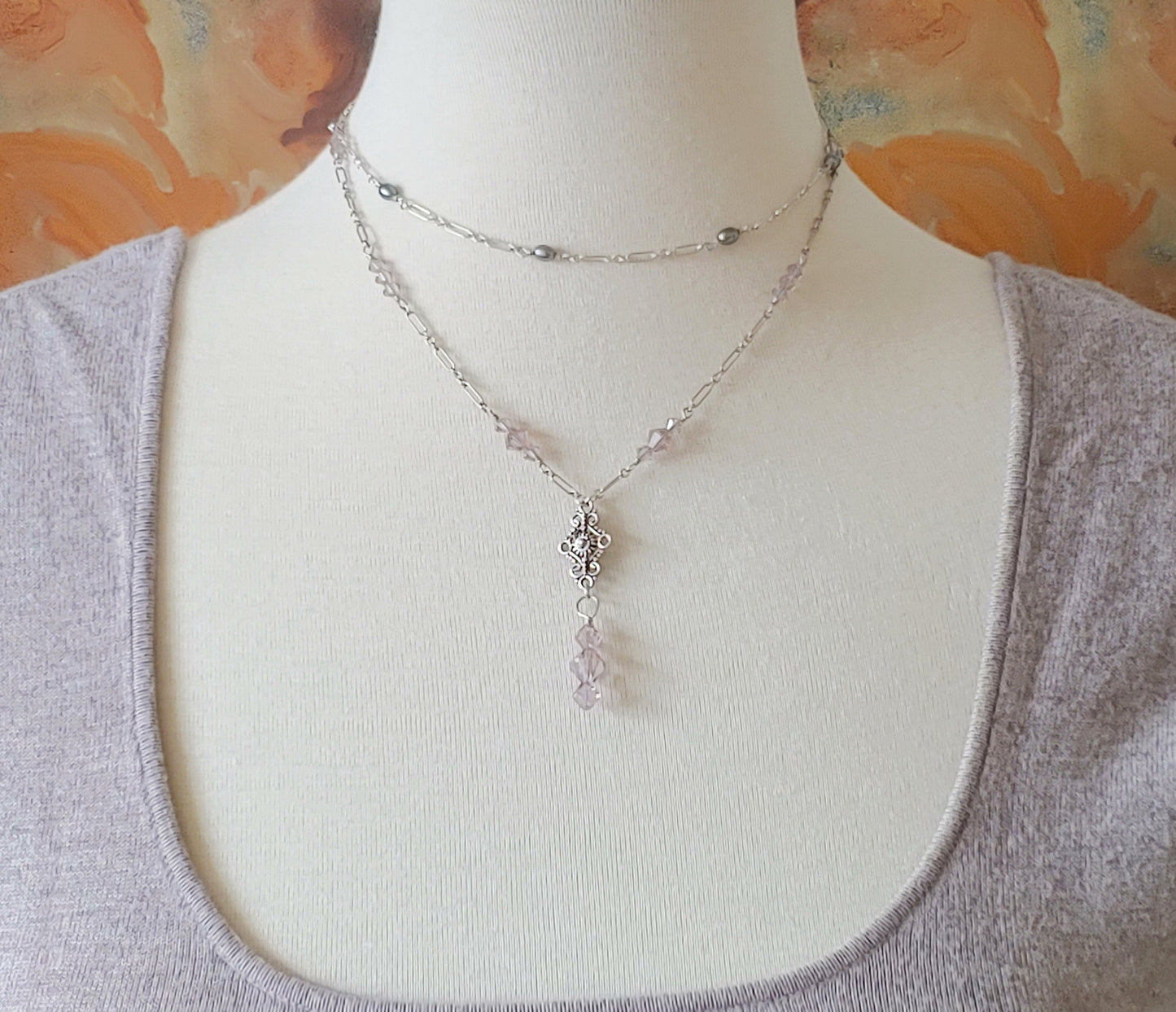 Cantaloupe Tin cup Y necklace