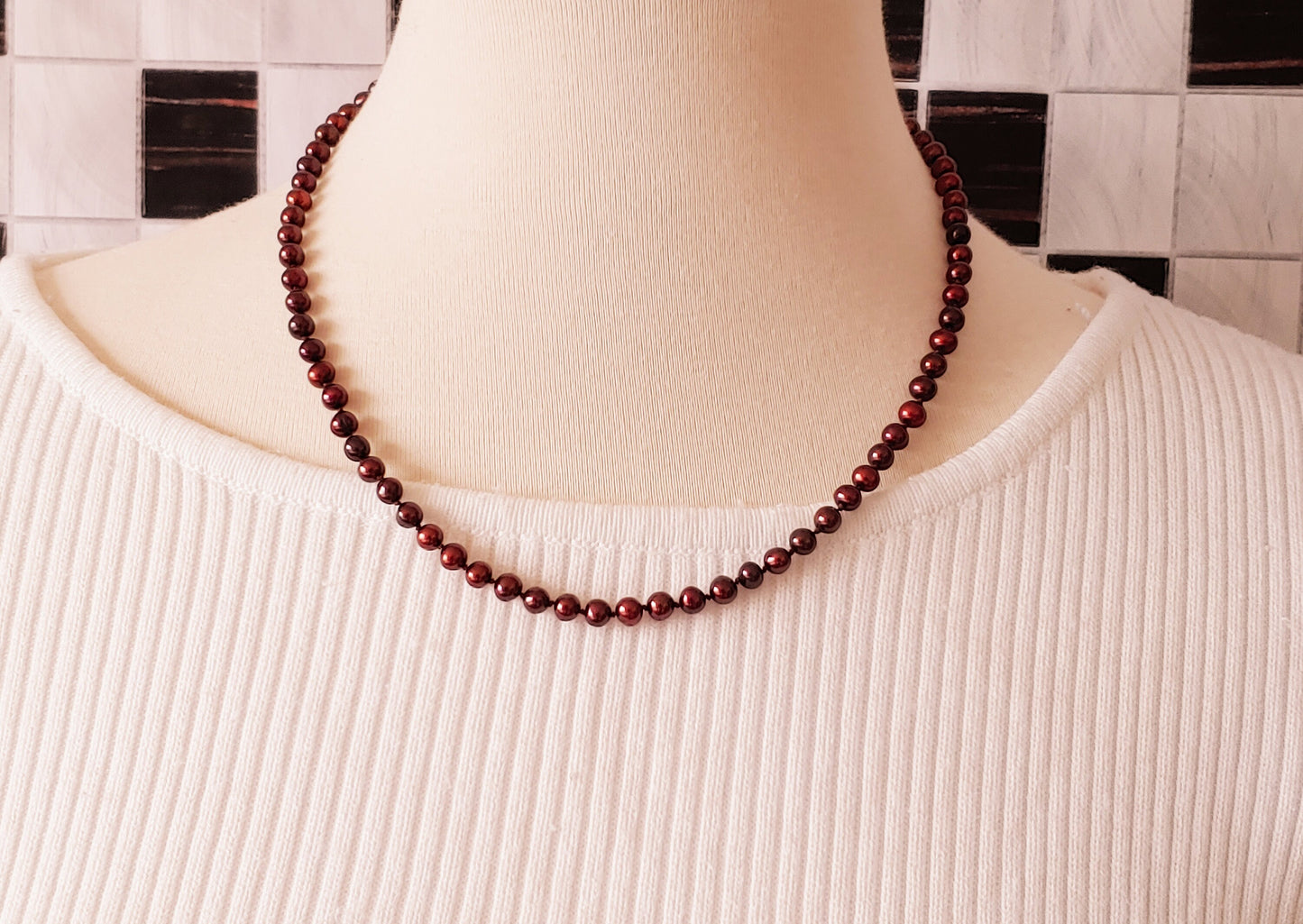 Chocolate feshwater pearl necklace 5mm