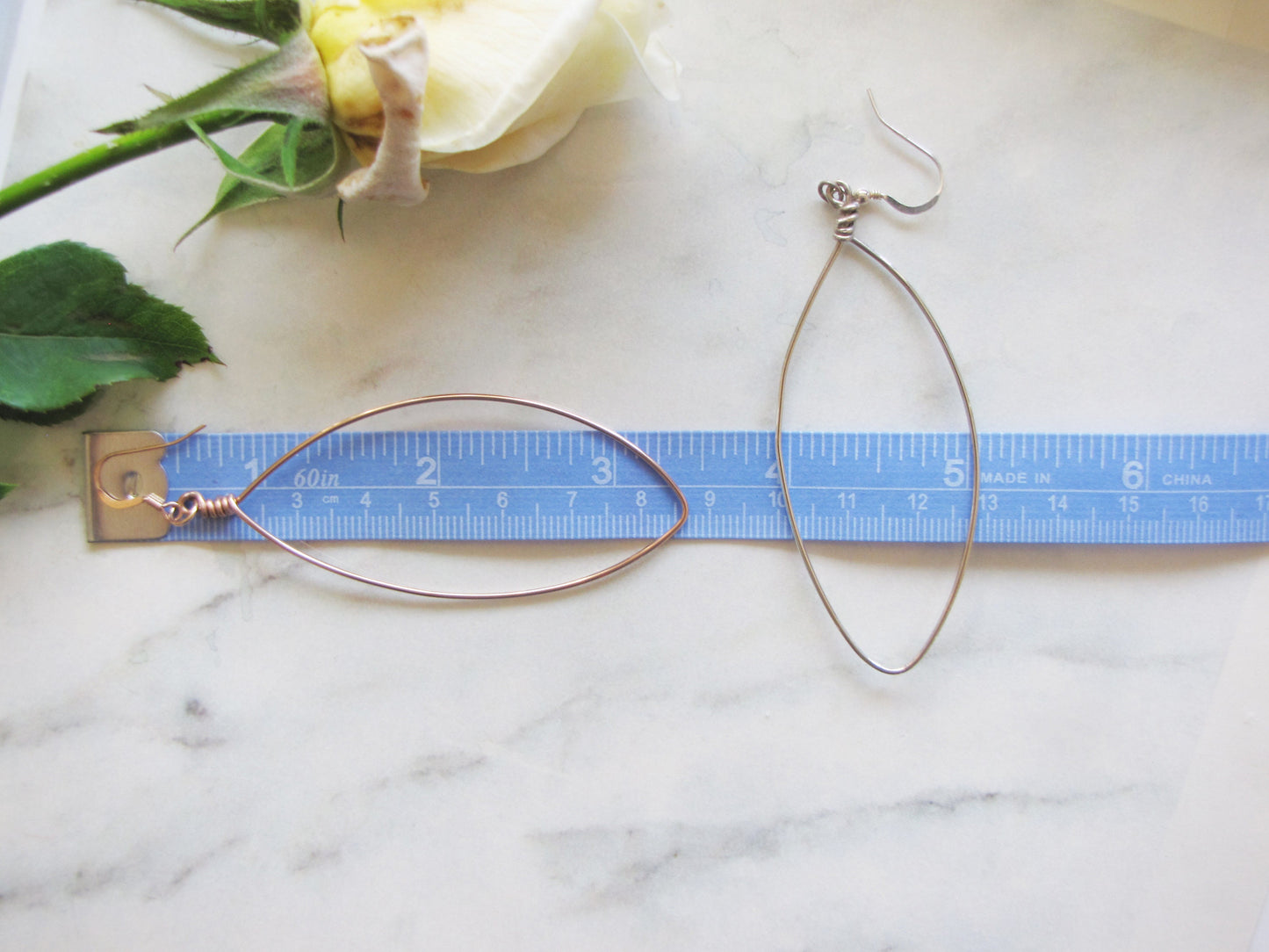 Marquise shaped, hoop earrings zero slip