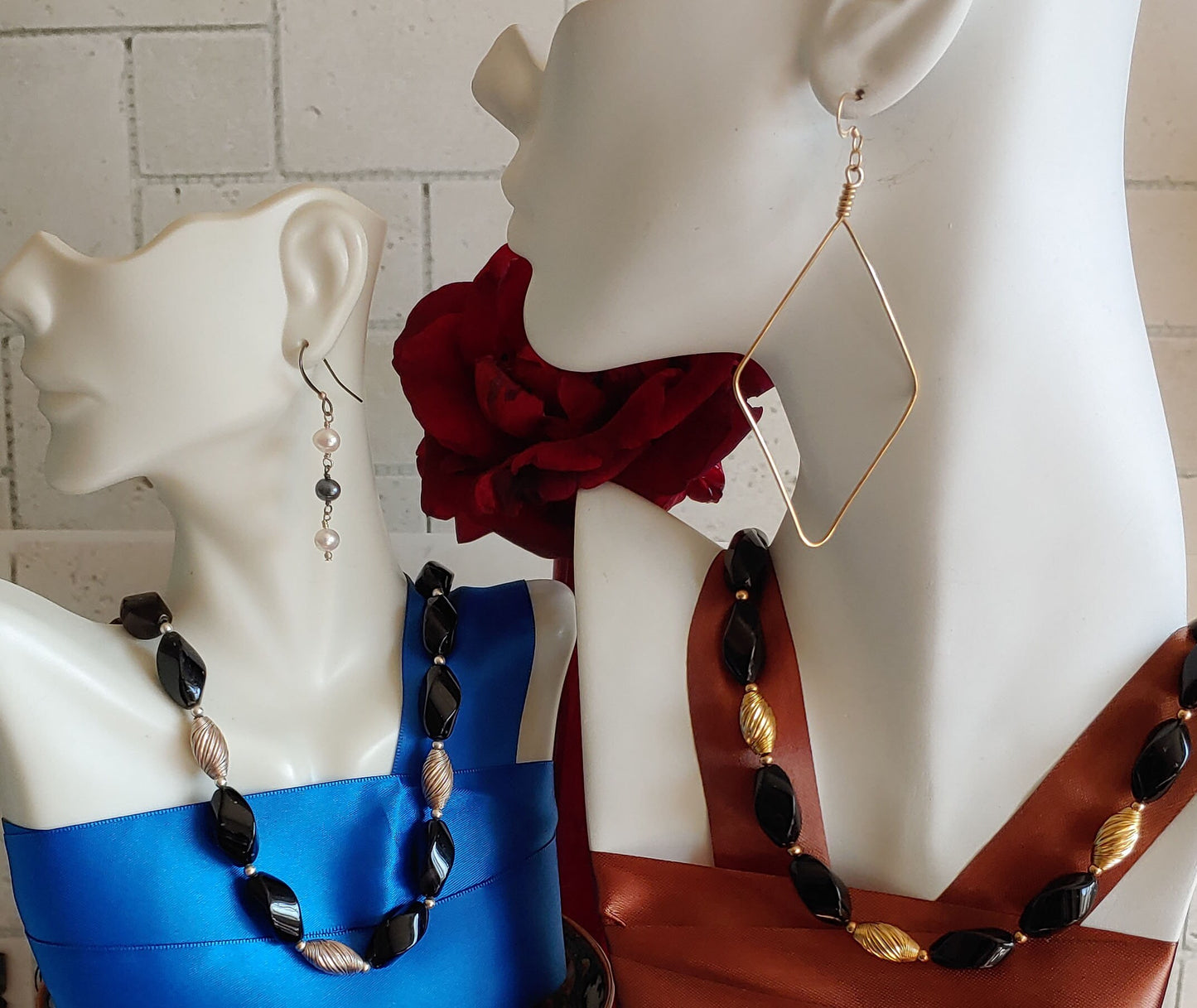 Black Onyx Swirl necklace with sterling silver accents