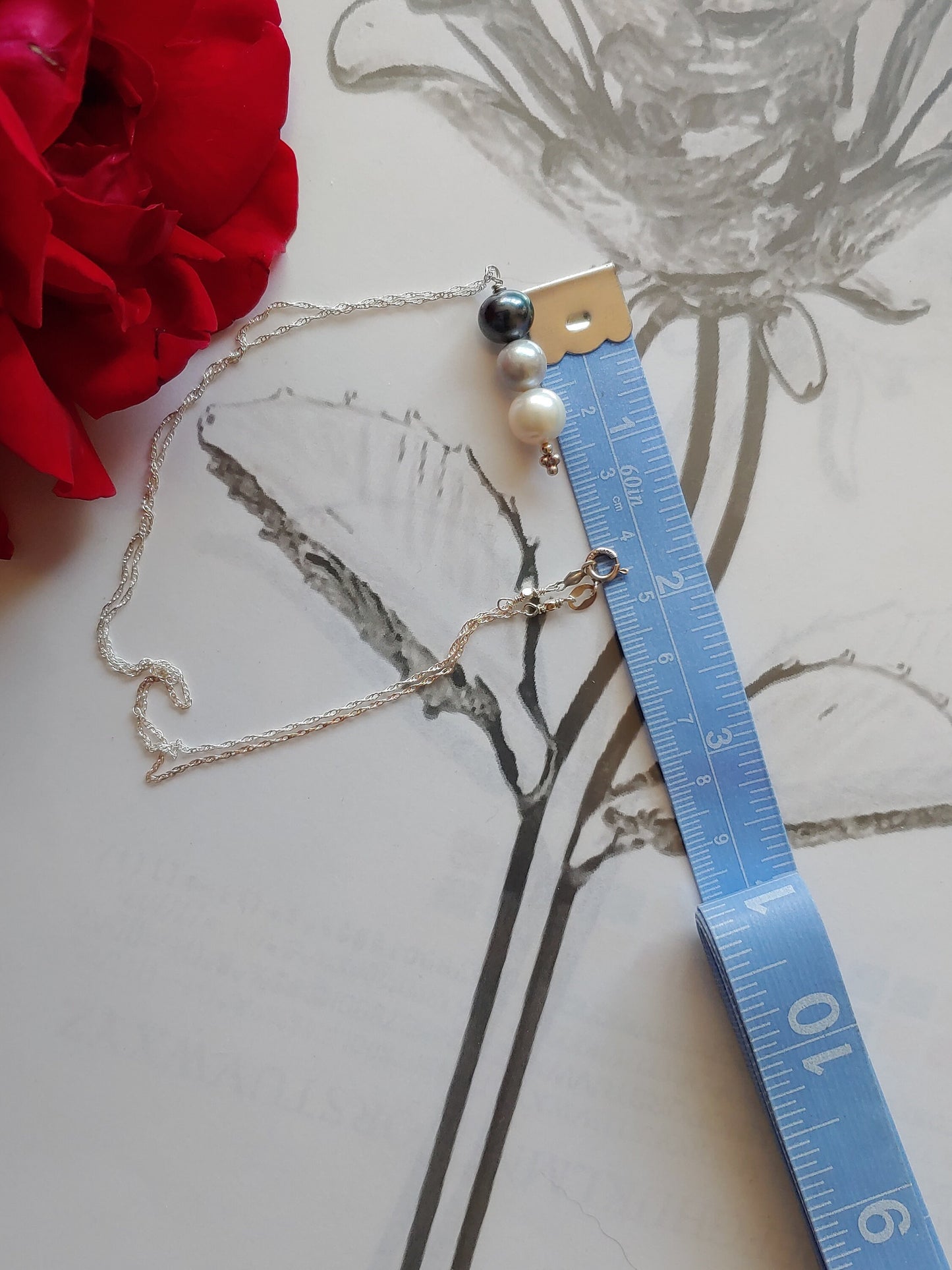 Tri colored FWP pendant necklace