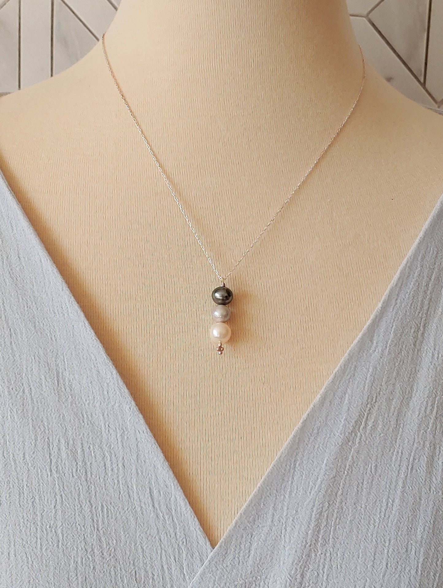 Tri colored FWP pendant necklace