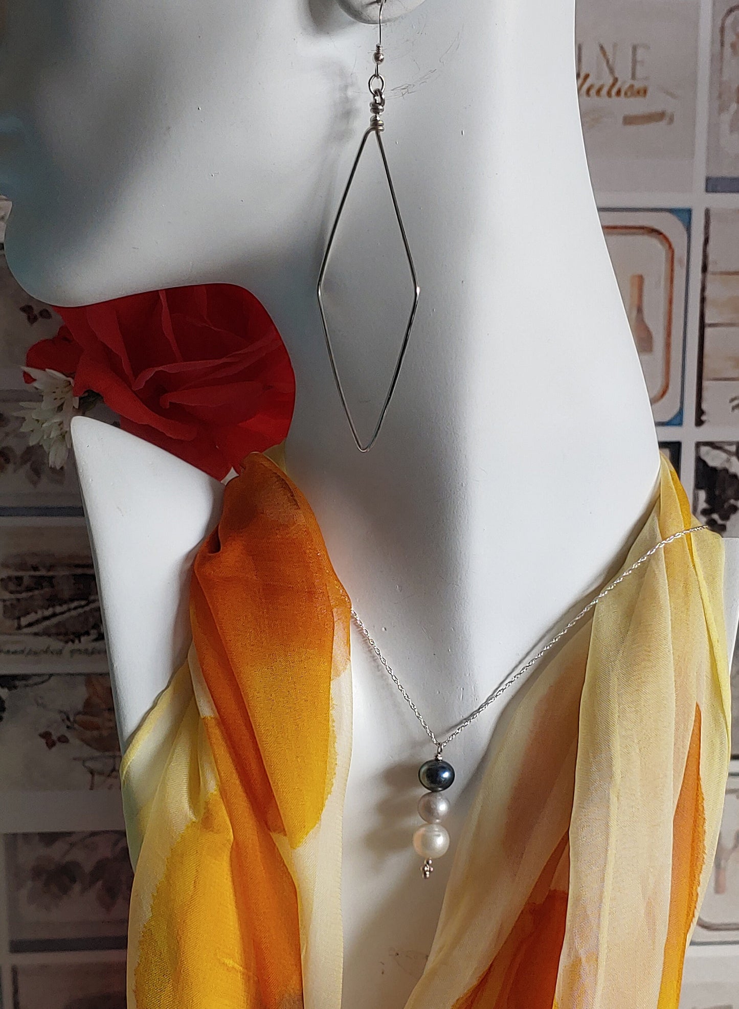 Tri colored FWP pendant necklace