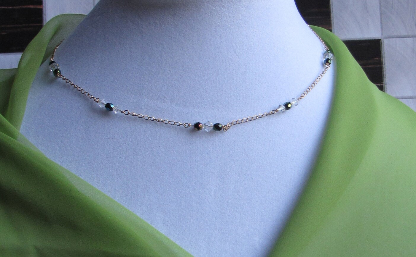Swarovski crystal tincup necklace and drop earrings gift set