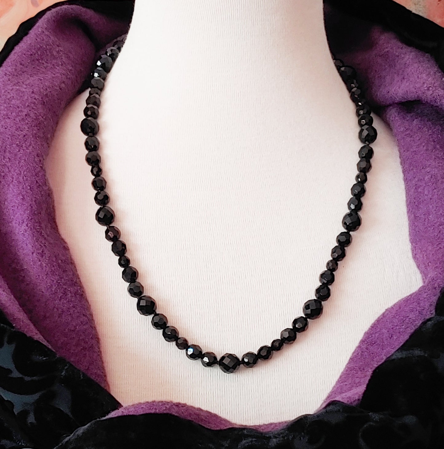 Faceted onyx statement necklace