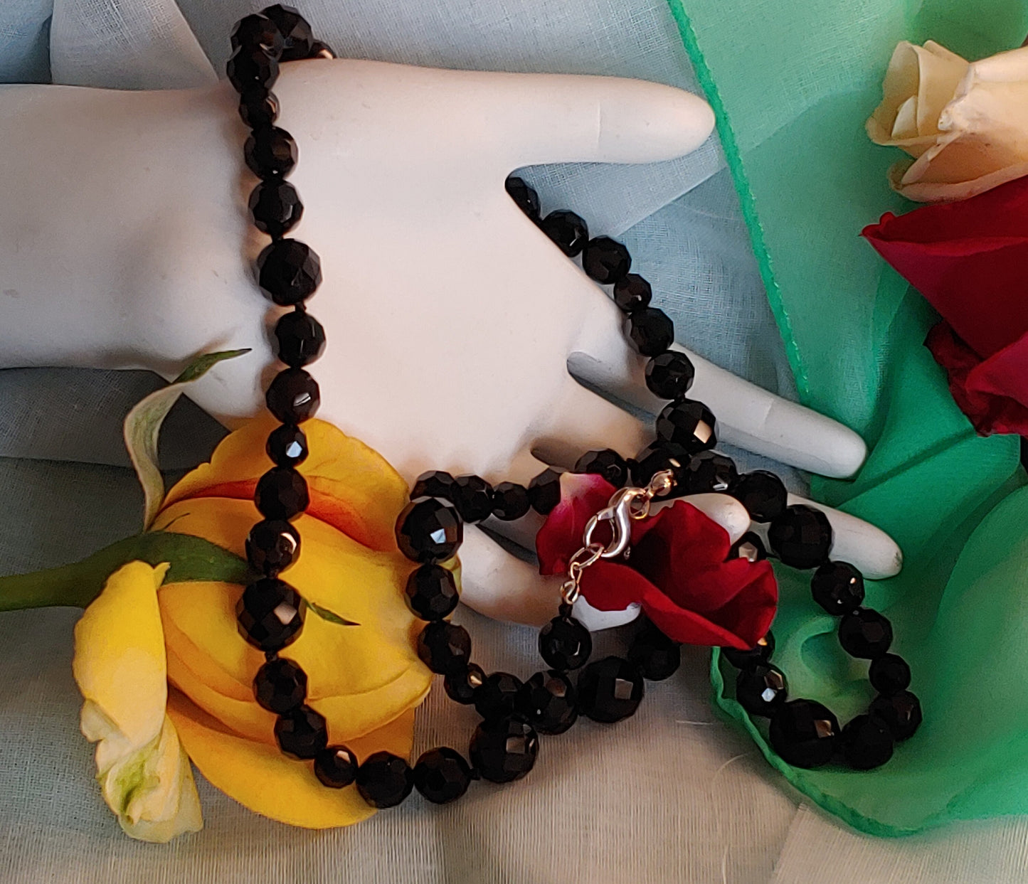 Faceted onyx statement necklace