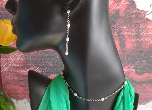 Sterling silver tincup Fresh water pearl tincup necklace and Pearl drop earrings set