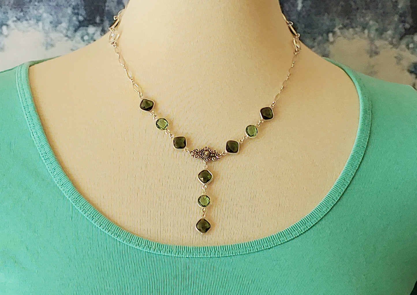 Tin cup Y necklace