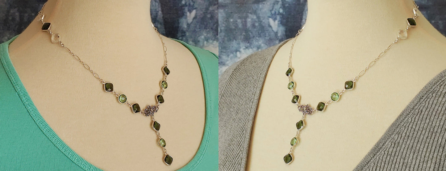 Tin cup Y necklace
